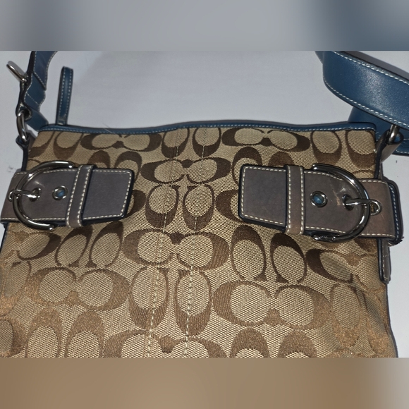 The MY BIG BEAUTIFUL COACH SIGNATURE CROSSBODY/TOTE BAG in TAN/NAVY/BROWN